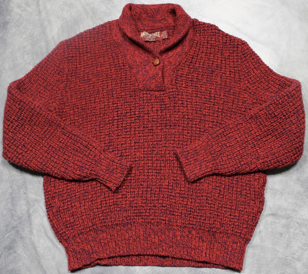 Vintage American Eagle Outfitters Chunky Sweater Womens Medium Shawl Neck USA